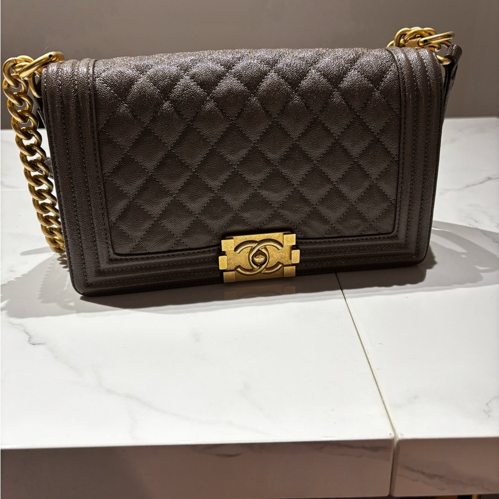 Chanel khaki boy Bag